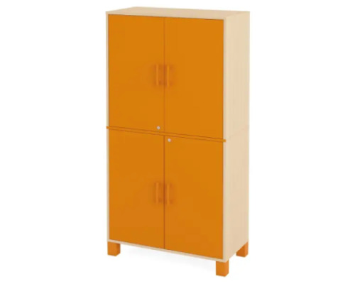 High wardrobe with two pairs of doors with lock. Orange. Fresh Collection