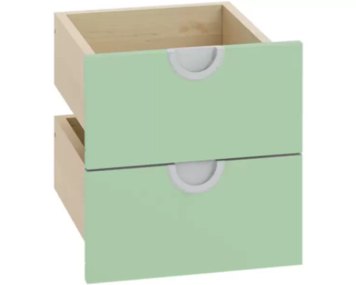 Cubo collection. Two narrow low drawers - sage