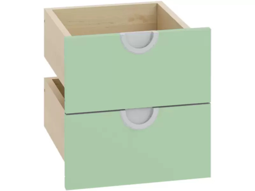 Cubo collection. Two narrow low drawers - sage
