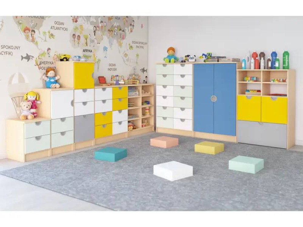 Cubo collection. Two narrow low drawers - sage