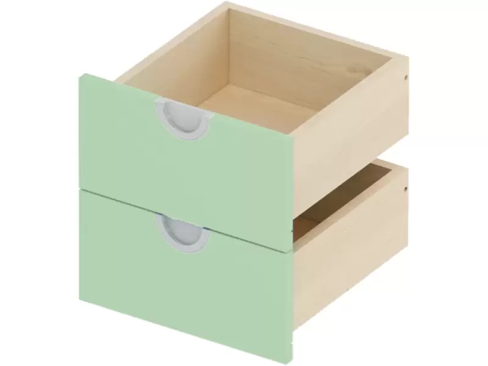 Cubo collection. Two narrow low drawers - sage