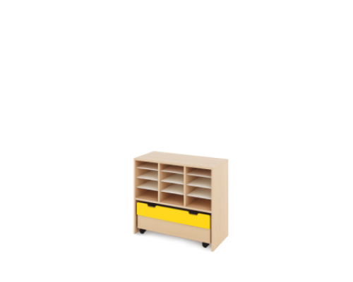 Storage Unit M with compartments + container - Yellow