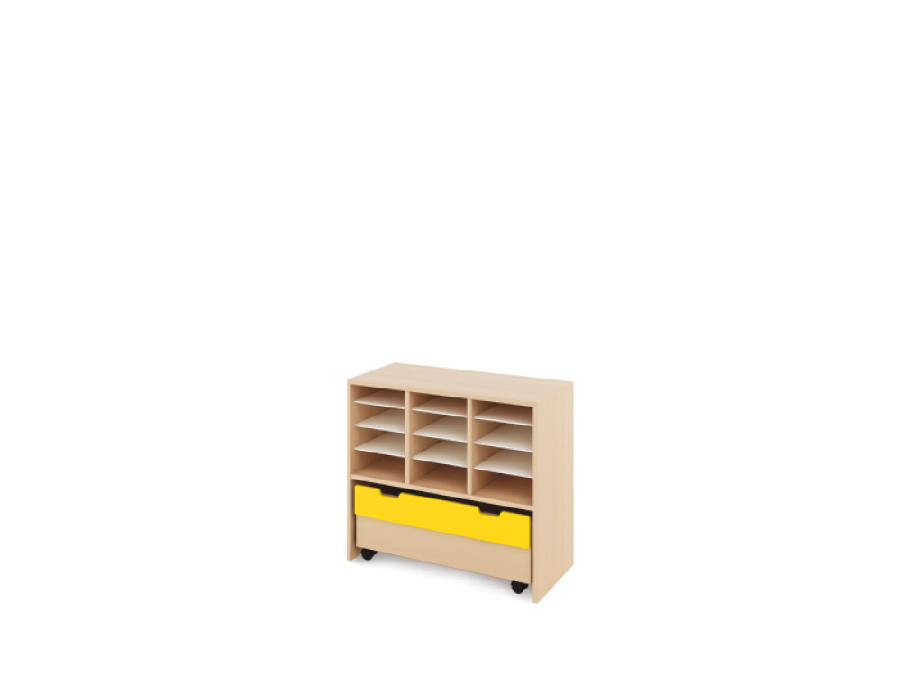 Storage Unit M with compartments + container - Yellow