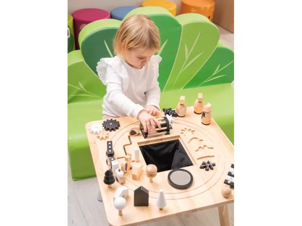 Wooden activity table with maze
