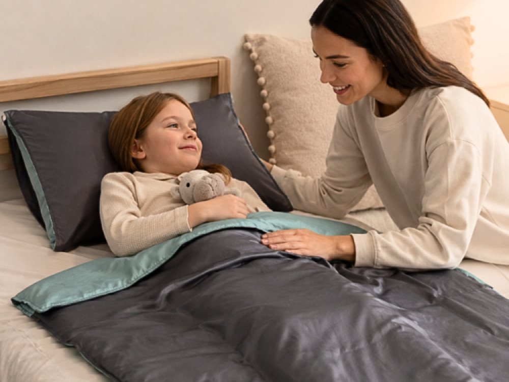Light Weight Breathable Bamboo Fabric Weighted Blanket and Pillow Case 3kg | Grey/Green