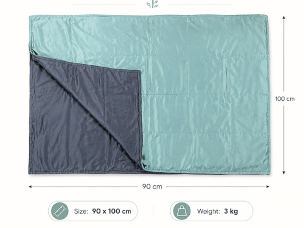 Light Weight Breathable Bamboo Fabric Weighted Blanket and Pillow Case 3kg | Grey/Green