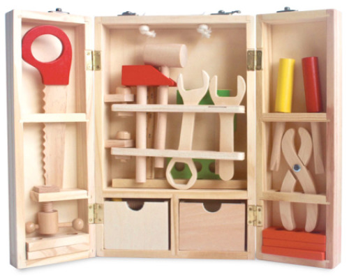 Wooden toolbox play set
