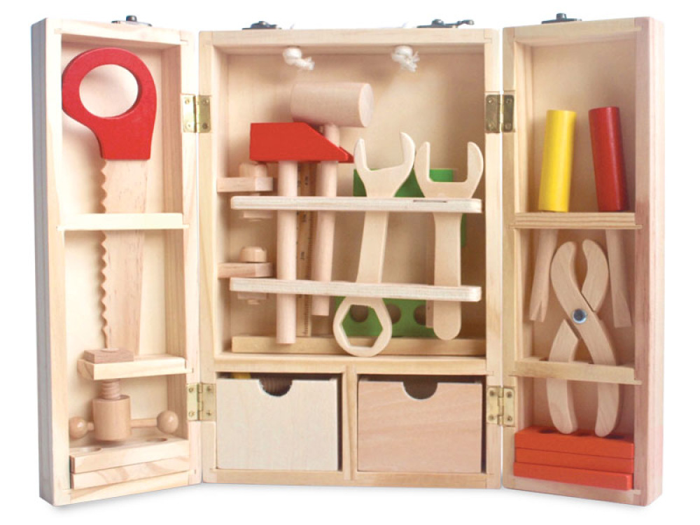 Wooden toolbox play set
