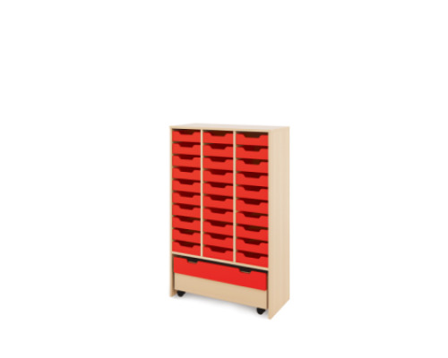 Storage Unit XL with shallow cardboard trays + container - Red