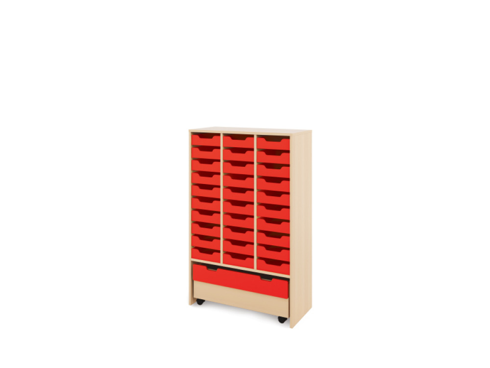 Storage Unit XL with shallow cardboard trays + container - Red