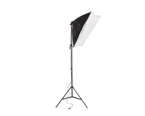 Softbox with 30W bulb on lighting stand