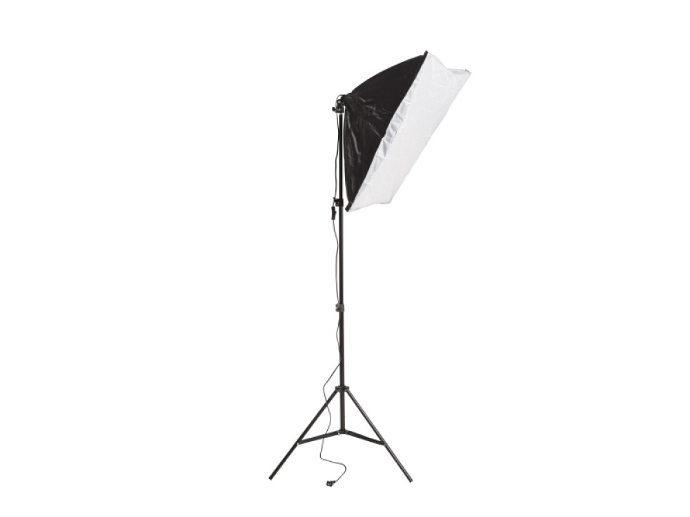 Softbox with 30W bulb on lighting stand