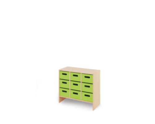 Storage Unit M with deep wooden trays - Green