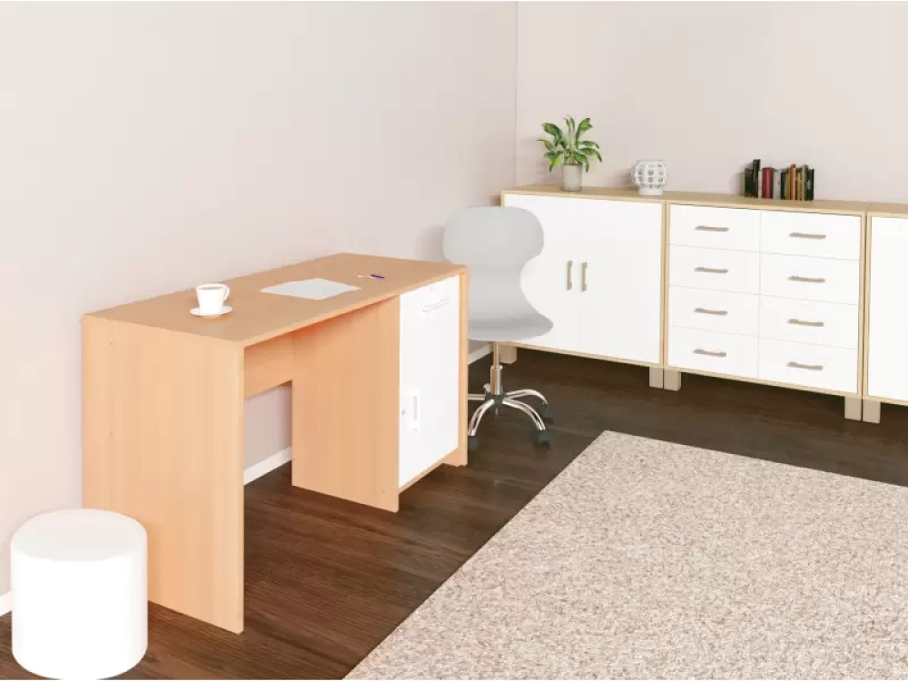 Beech Teacher?s desk with door and 2 drawers