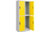 Tall 4-person metal cloakroom with doors - green