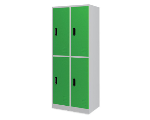 Tall 4-person metal cloakroom with doors - green