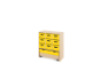 Storage Unit L with deep wooden trays + container - Yellow