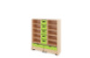 Storage Unit XL with shelves + deep cardboard trays & container - Green
