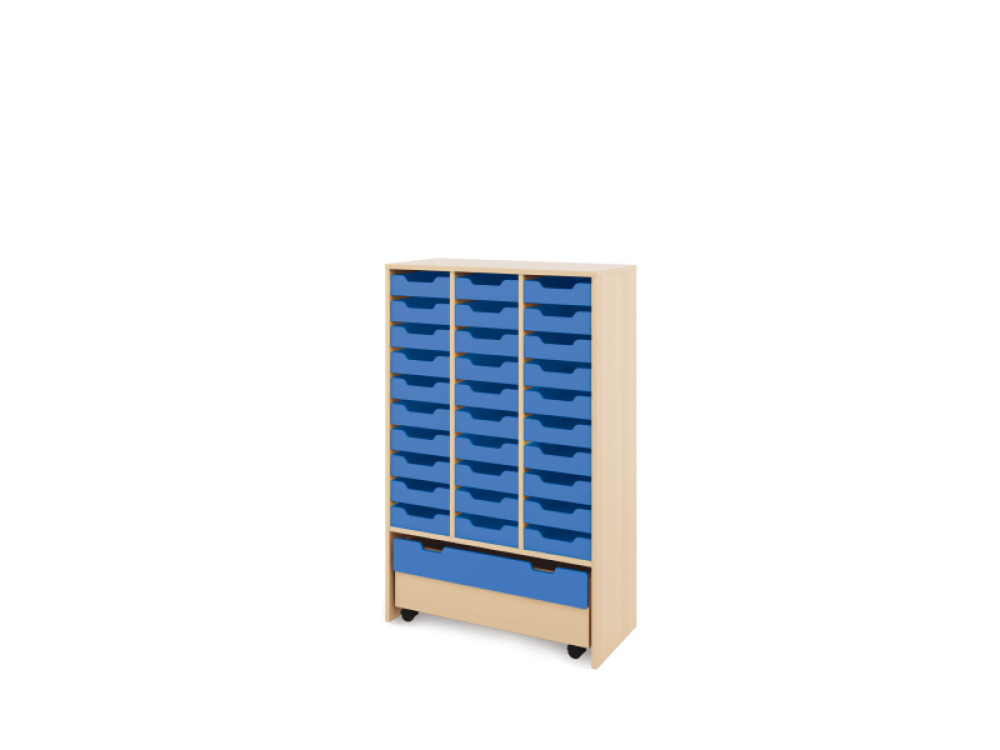 Storage Unit XL with shallow cardboard trays + container - Blue