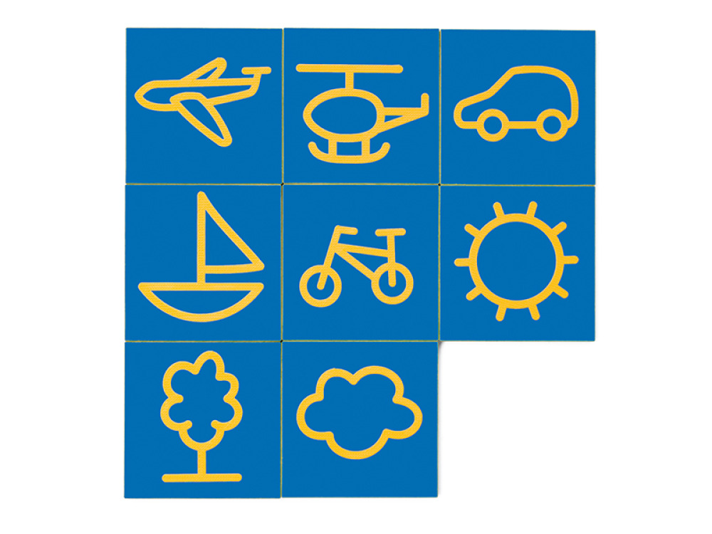 Graphomotor tiles Traveling. 3D Sensory pictograms