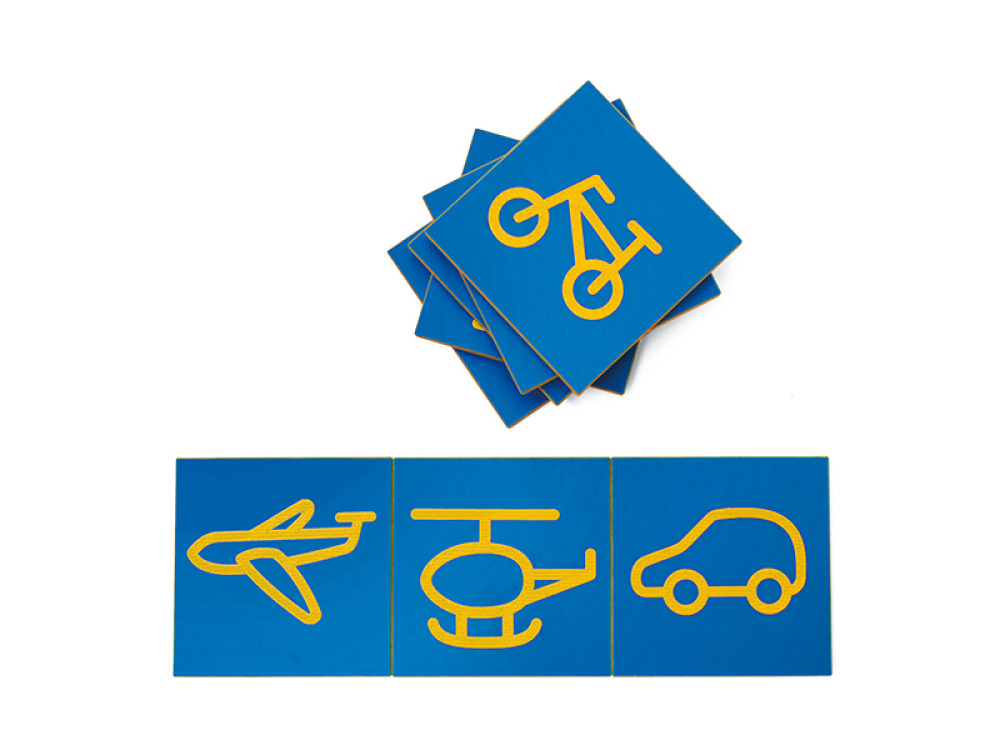 Graphomotor tiles Traveling. 3D Sensory pictograms