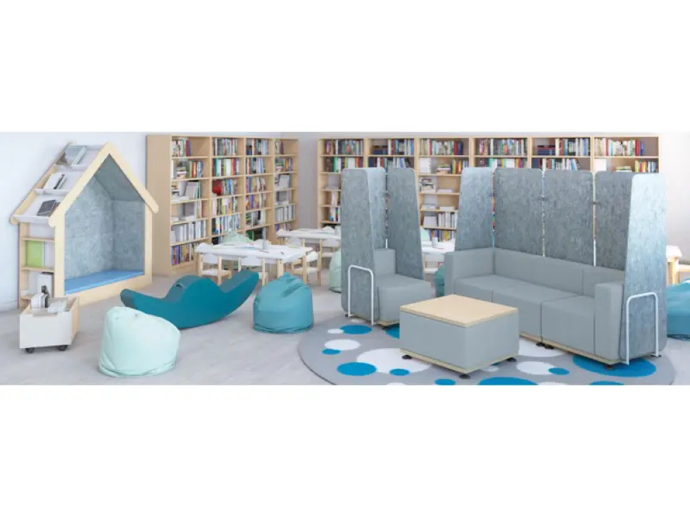 Acoustic hideout with bookcase
