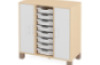 Cabinet with shelves, doors and 8 containers. White. Fresh Collection