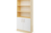 Prima. Tall cabinet with shelves and a pair of doors - white - birch