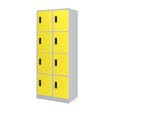 Tall 8-person metal cloakroom - yellow