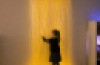 Fibre Optic Curtain with Tails With Swing Bracket (100 Fibre Tails)