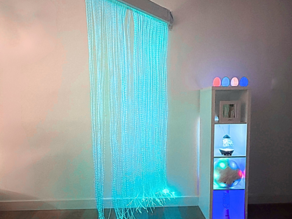 Fibre Optic Curtain with Tails With Swing Bracket (100 Fibre Tails)