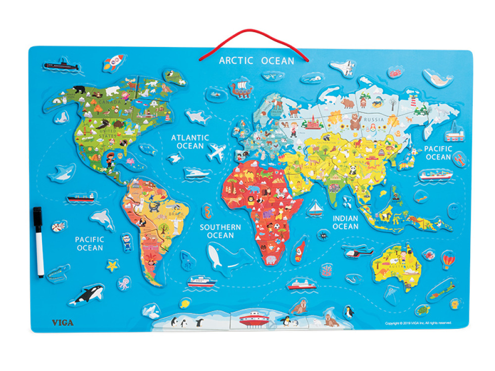 Magnetic world map. Two-sided