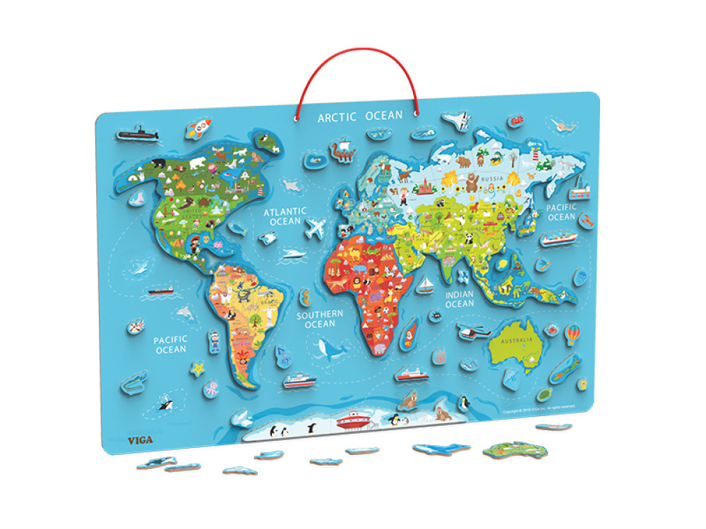 Magnetic world map. Two-sided