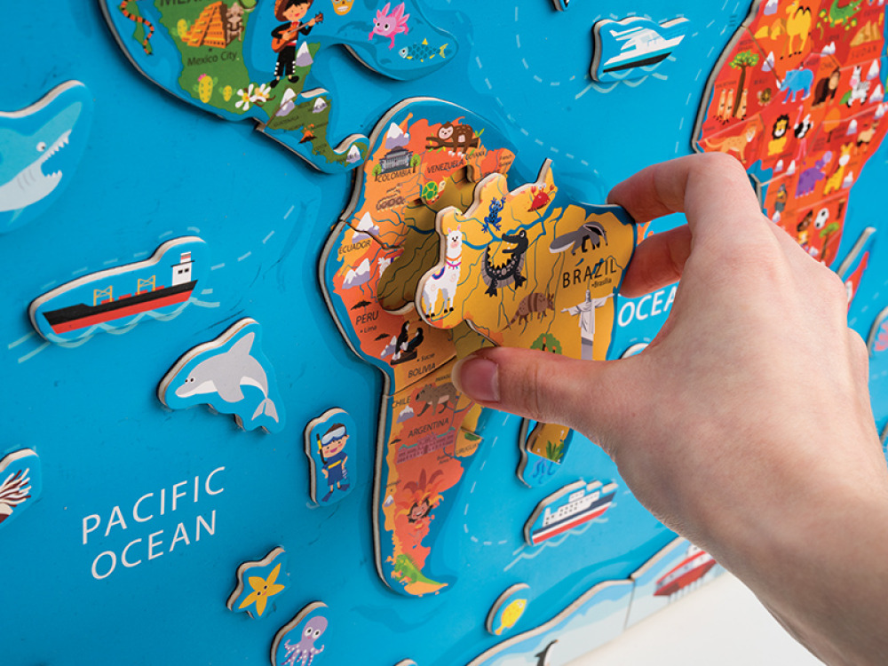 Magnetic world map. Two-sided