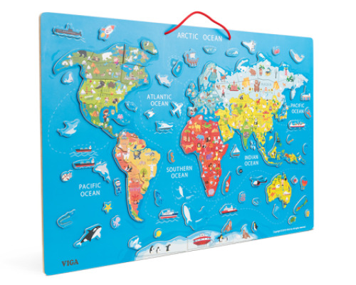 Magnetic world map. Two-sided