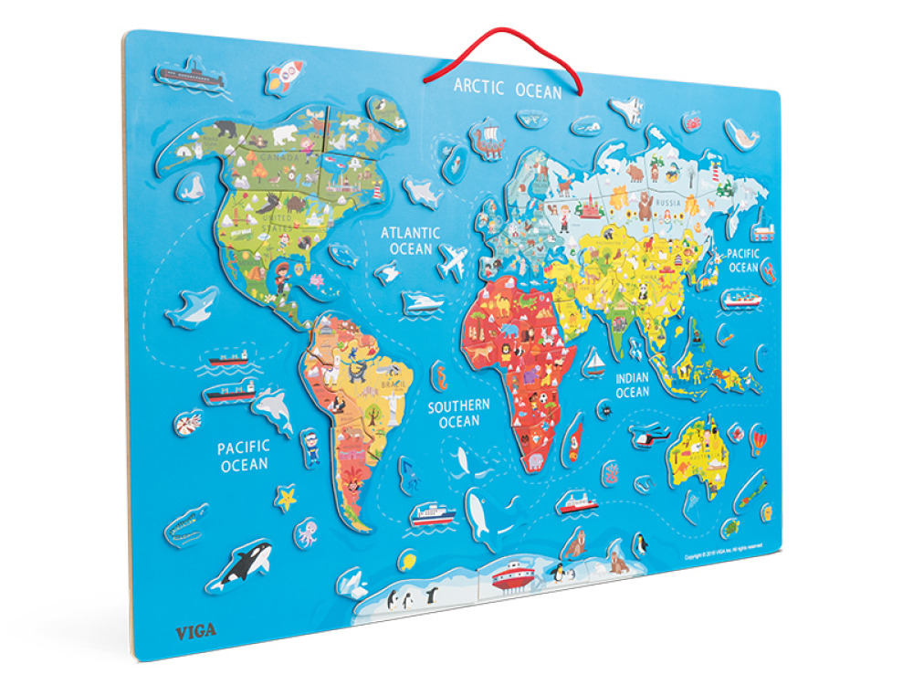 Magnetic world map. Two-sided