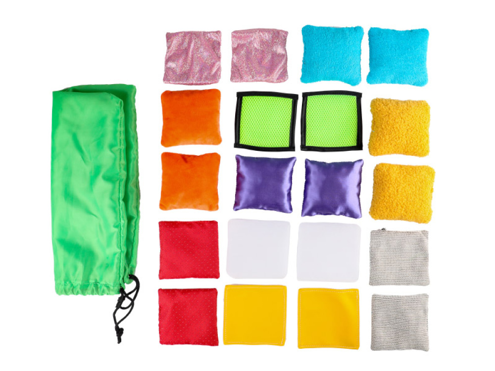 Textured square patches in a bag