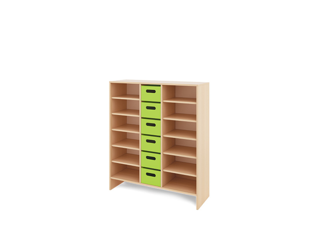 Storage Unit XL with shelves + deep cardboard trays - Green