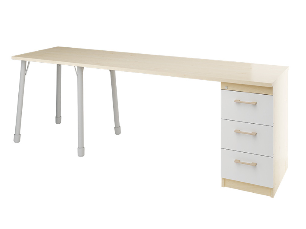 Prima. Desk with shelves, birch, white