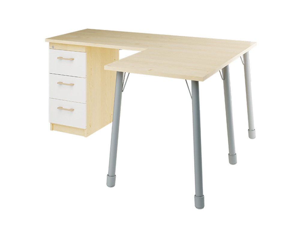 Prima. Desk with shelves, birch, white