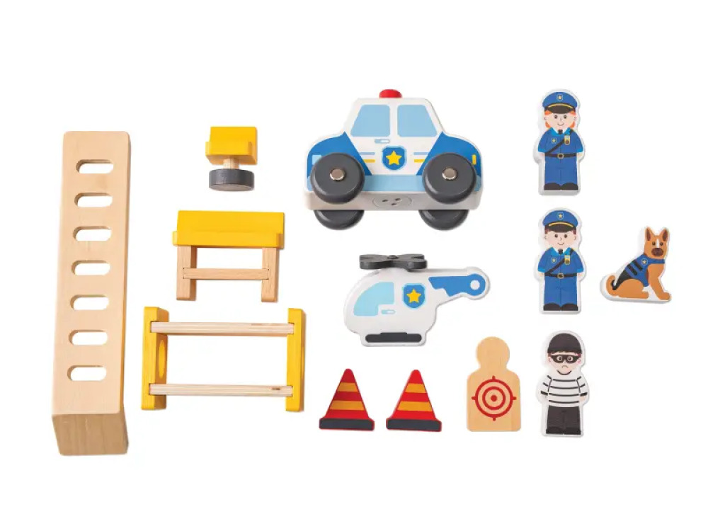 Police station. Wooden toy