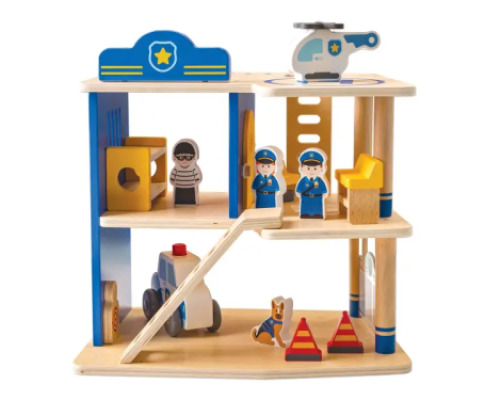Police station. Wooden toy