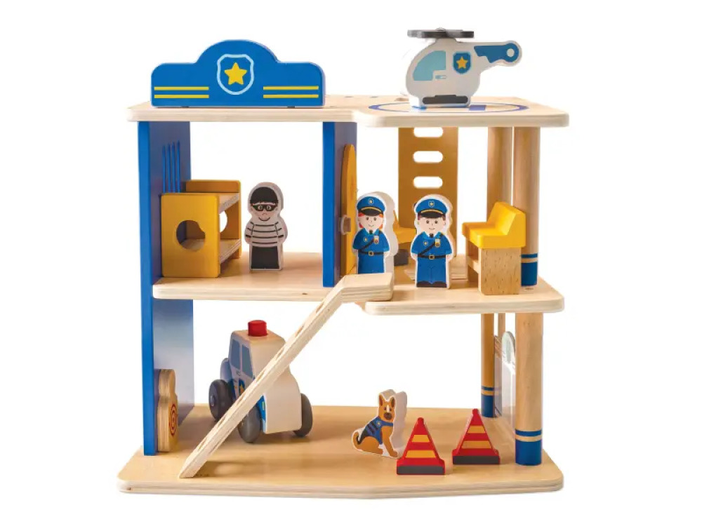 Police station. Wooden toy