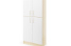 Prima. Tall cabinet with two pairs of doors and shelves, white, birch