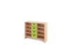 Storage Unit L with shelves + deep cardboard trays - Green