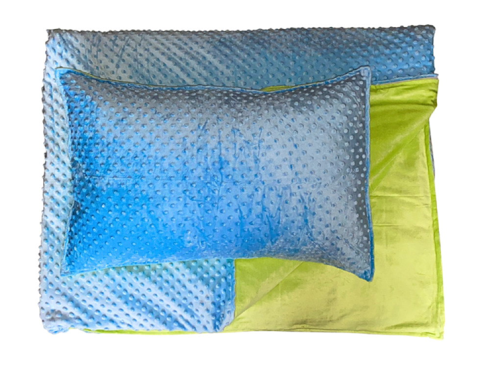 3kg Weighted Blanket Small (90 x 100) Blue/Green With Pillowcase