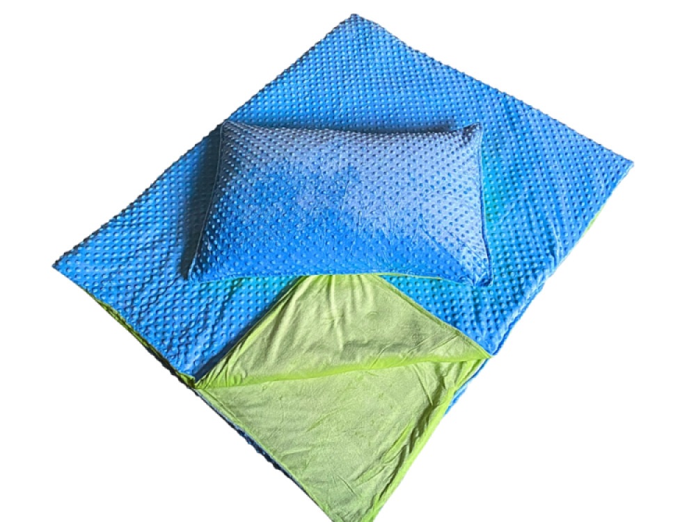 3kg Weighted Blanket Small (90 x 100) Blue/Green With Pillowcase