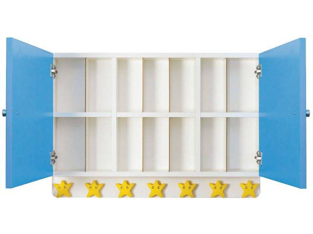 Lockable cabinet for cups and toothbrushes. Azure blue. Cubo collection
