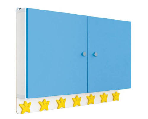 Lockable cabinet for cups and toothbrushes. Azure blue. Cubo collection