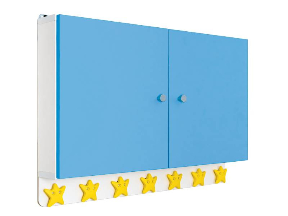 Lockable cabinet for cups and toothbrushes. Azure blue. Cubo collection